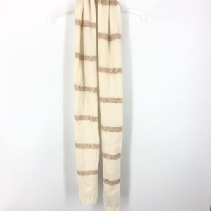 Boden Womens Scarf Ivory Metallic Gold Striped